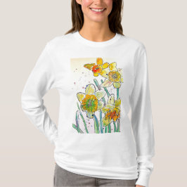 Camiseta Amarillo Daffodil acuarela mujeres arte T Shirt