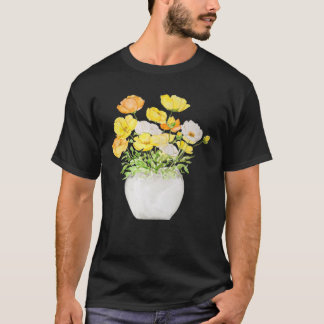 Camiseta Amarillo De Cachorros Flores Y Vegetación Gar
