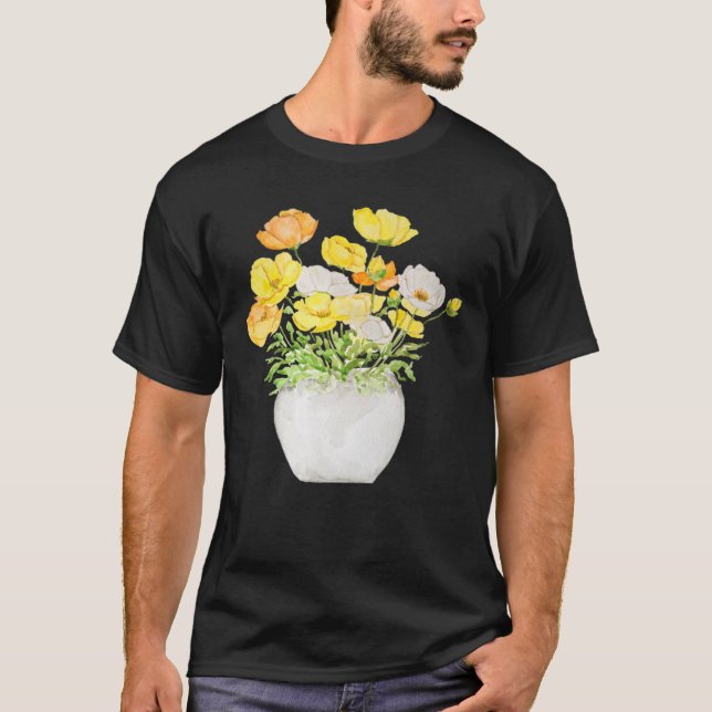 Camiseta Amarillo De Cachorros Flores Y Vegetación Gar (Anverso)