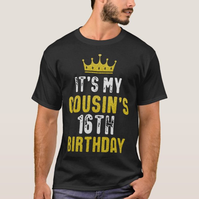 Camiseta Amarillo de la Corona 16° cumpleaños para primo de (Anverso)