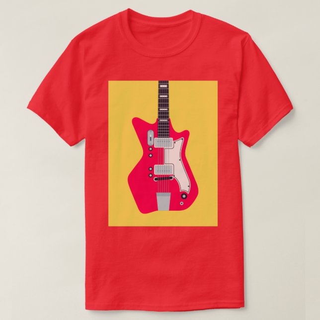 Camiseta Amarillo de la guitarra eléctrica del rock de surf (Diseño del anverso)