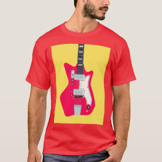 Camiseta Amarillo de la guitarra eléctrica del rock de surf