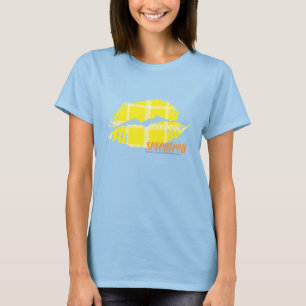 Camiseta Amarillo de la tela escocesa