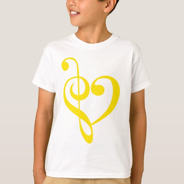 Camiseta Amarillo del corazón musical (Anverso)