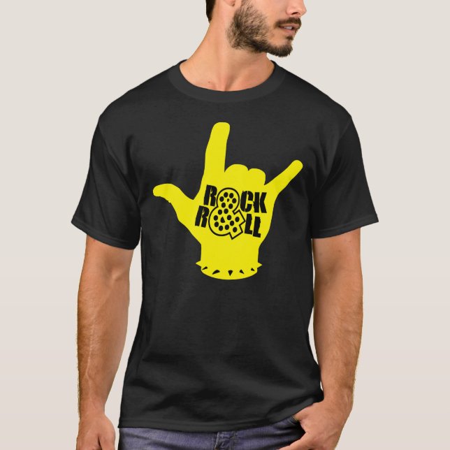 Camiseta Amarillo del rock-and-roll (Anverso)