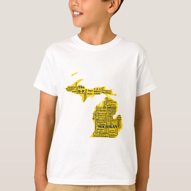 Camiseta Amarillo divertido y azul marino de las ciudades d (Anverso)