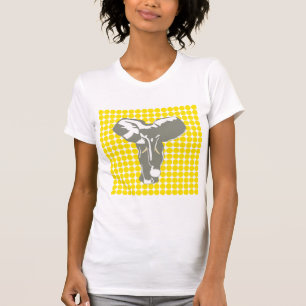 Camiseta Amarillo Dorado Safari de lunares con elefante Pop