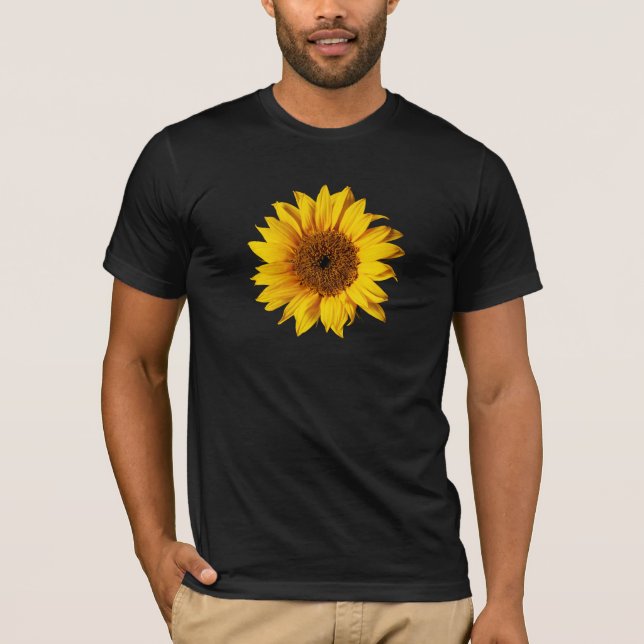 Camiseta Amarillo girasol en negro - Flores solares persona (Anverso)