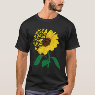 Camiseta Amarillo Girasol Floral Cubo Mariposa Floral Sunf
