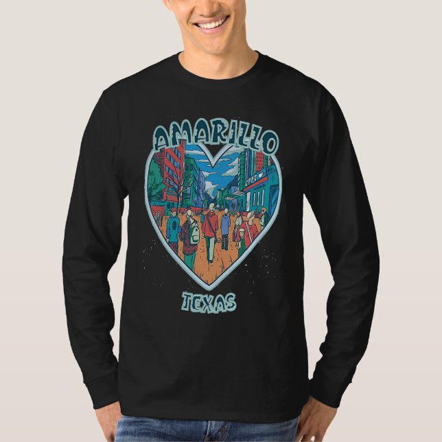 Camiseta Amarillo In Texas Travel Souvenir Heart (Anverso)