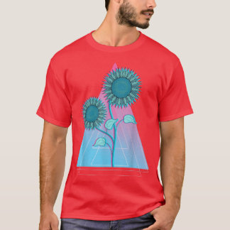 Camiseta Amarillo Jardín Flor Synthwave Floral Vaporwave Su