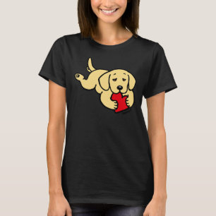Camiseta Amarillo Labrador masticando el corazón San Valent