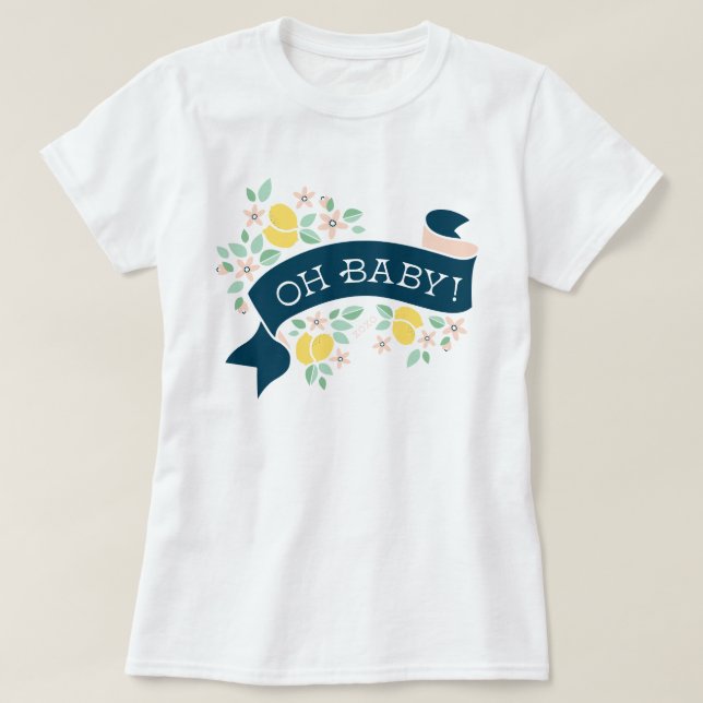 Camiseta Amarillo limón lindo Botánico Oh Baby Shower (Diseño del anverso)