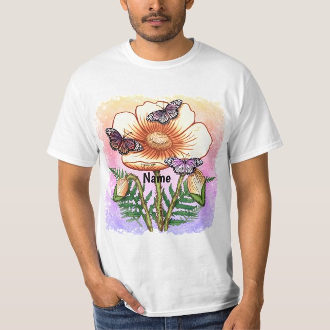 Camiseta Amarillo Mariposa Amapola  (Anverso)