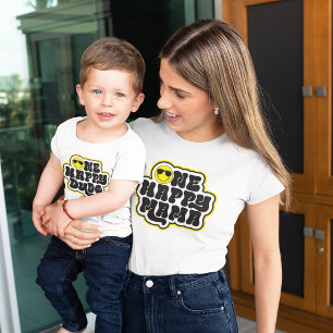 Camiseta Amarillo Negro Retro Una Mamá Feliz