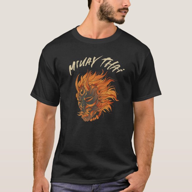 Camiseta Amarillo Oni Hannya Mask Muay Thai Boxing (Anverso)