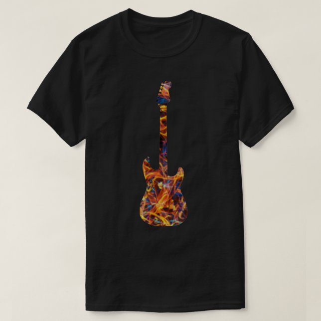 Camiseta Amarillo sobre la guitarra de la llama azul Silhou (Diseño del anverso)
