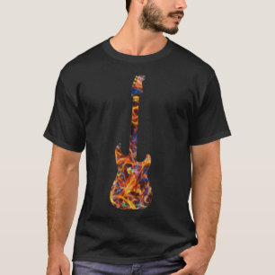 Camiseta Amarillo sobre la guitarra de la llama azul Silhou