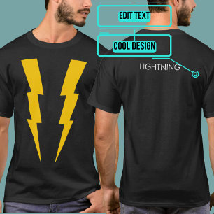 Camiseta Amarillo sobre Tee superhéroe relámpago negro