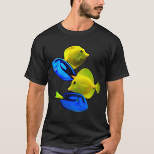 Camiseta Amarillo Tang azul Saltwater Reef Fish Art