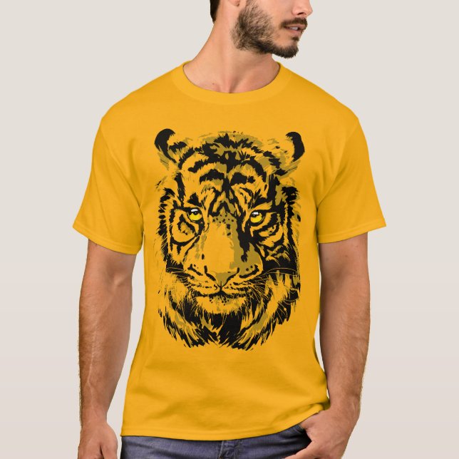 Camiseta Amarillo tigre | Cara de tigre colorida (Anverso)