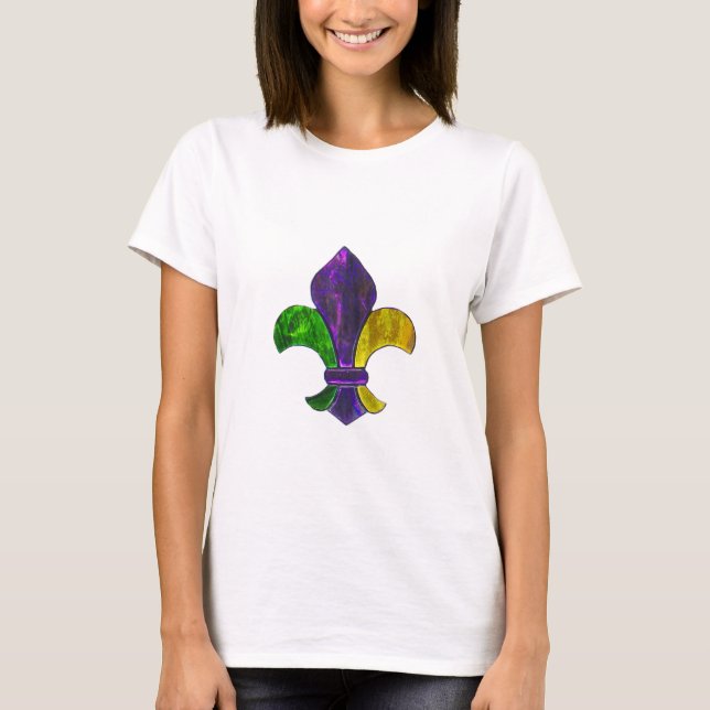 Camiseta Amarillo verde púrpura de la flor de lis del (Anverso)