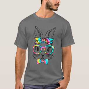 Camiseta Amarre lindo conejito Cara Tie Tye Glass Día de Pa