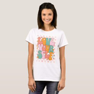 Camiseta Ámate a Ti Mismo Retro Groovy Cuadros