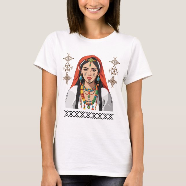 Camiseta Amazigh Kabyle Berber Tattoo símbolos tifinagh art (Anverso)
