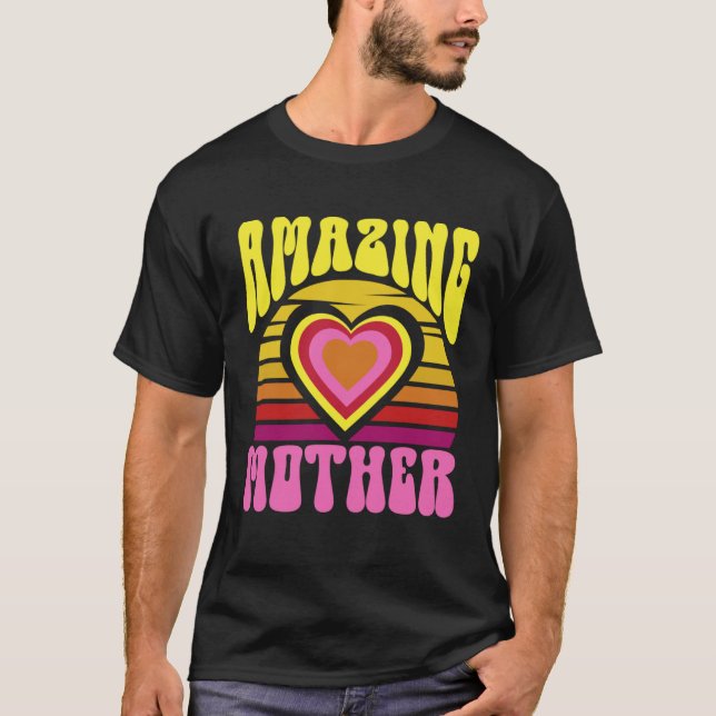 Camiseta Amazing Mother Cute Sunset Hearts Mother s Day Ret (Anverso)