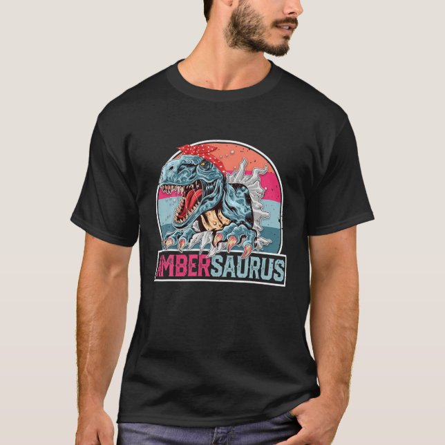 Camiseta Amber Saurus Funny Personalized Dinosaur T Rex Nam (Anverso)