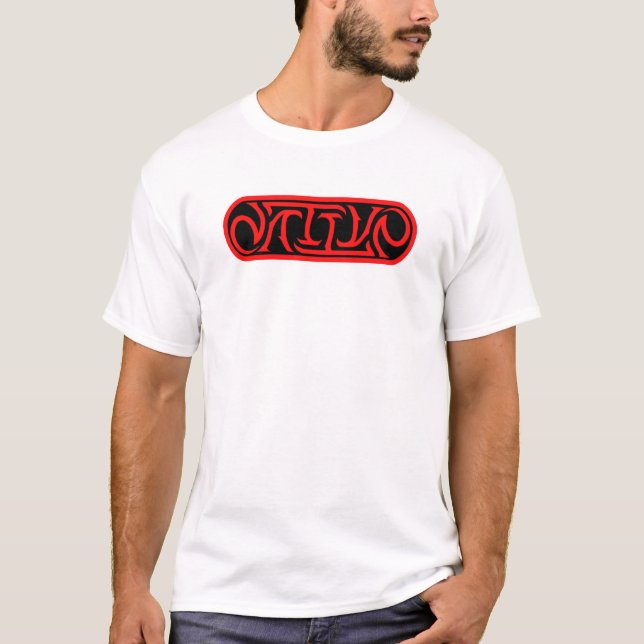 Camiseta Ambigram NATIVO (negro/rojo) (Anverso)