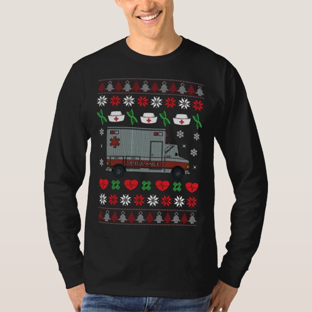 Camiseta Ambulance Paramedic Holiday  Hospital Van Ugly Chr (Anverso)