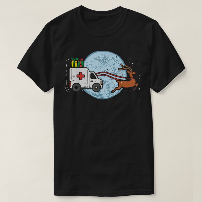 Camiseta Ambulance Reindeer Nurse Christmas Pajamas Xmas PJ (Diseño del anverso)