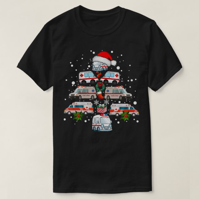 Camiseta Ambulancia Árbol de Navidad AMR Funny EMS EMT Para (Diseño del anverso)