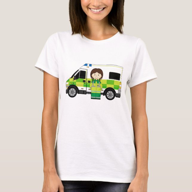 Camiseta Ambulancia del dibujo animado y EMT (Anverso)