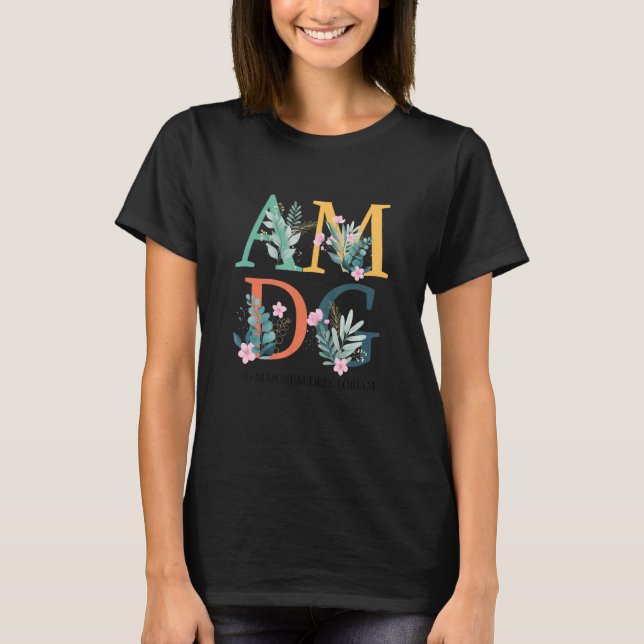 Camiseta AMDG Ad Majorem Dei Gloriam Mamá Latina Católica M (Anverso)