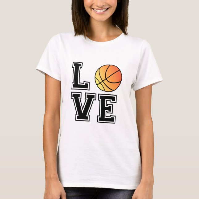 Camiseta Ame el baloncesto, arte de la palabra, diseño del (Anverso)