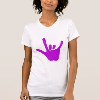 Camiseta Ame la mano, lenguaje de signos en la púrpura,
