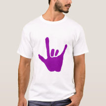 Ame la mano, lenguaje de signos en púrpura en
