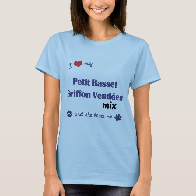 Camiseta Ame mi mezcla pequena de Griffon Vendeen del (Anverso)