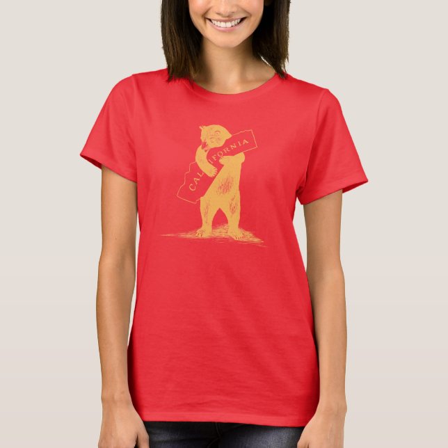 Camiseta Ámele California--Rojo y oro (Anverso)
