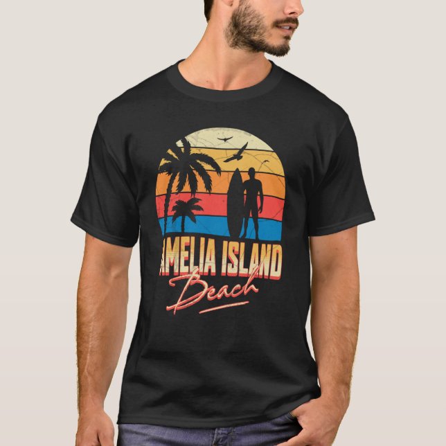 Camiseta Amelia Island Beach Florida Surfing Ocean S (Anverso)