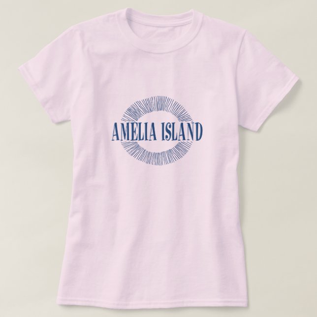 Camiseta Amelia Island en azul con diseño del sol (Diseño del anverso)