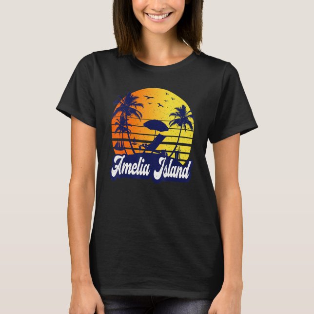 Camiseta Amelia Island Florida Sunset Beach Retro (Anverso)