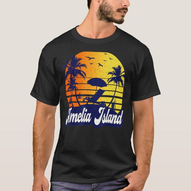Camiseta Amelia Island Florida Sunset Beach Retro (Anverso)