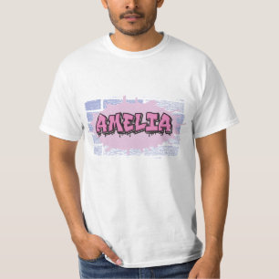 Camiseta AMELIA Tu nombre Chicas Graffiti Rosa Hip Hop
