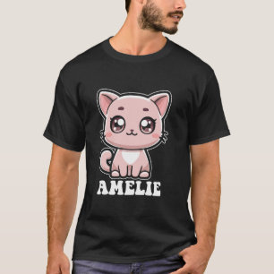 Camiseta Amelie Cute Cat Kitten Design para Chicas Nombre A