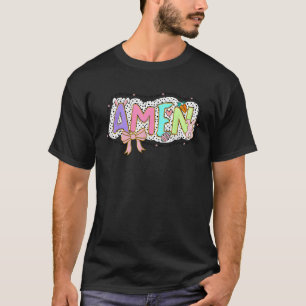 Camiseta Amen Happy Easter Bunny Coquette Bow Chica gráfico