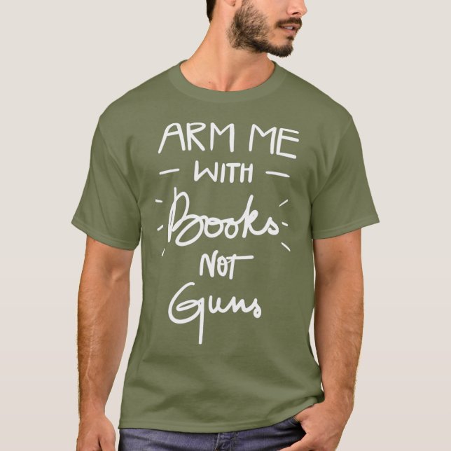 Camiseta Ámenme con libros, no armas, Naranja para la escue (Anverso)